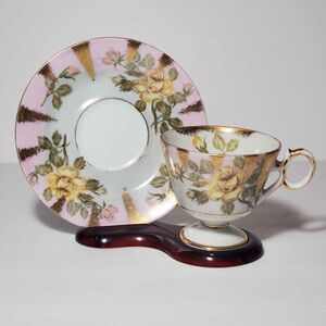 Royal Sealy Teacup and Saucer Yellow Roses Vintage